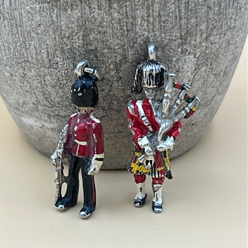 Rare Vintage Sterling Silver and Enamel Charms, circa 1960s